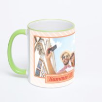 Кружка с салатовой ручкой и ободком