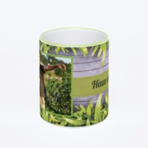 Кружка с салатовой ручкой и ободком