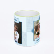 Кружка с салатовой ручкой и ободком