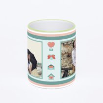 Кружка с салатовой ручкой и ободком