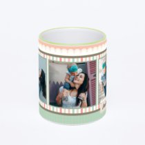 Кружка с салатовой ручкой и ободком