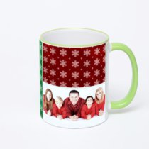 Кружка с салатовой ручкой и ободком