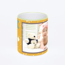 Кружка с салатовой ручкой и ободком