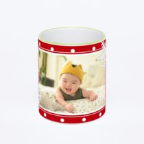 Кружка с салатовой ручкой и ободком