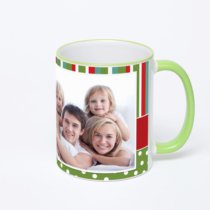 Кружка с салатовой ручкой и ободком