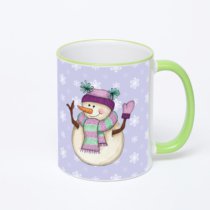 Кружка с салатовой ручкой и ободком