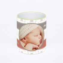 Кружка с салатовой ручкой и ободком