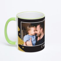 Кружка с салатовой ручкой и ободком