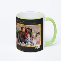 Кружка с салатовой ручкой и ободком