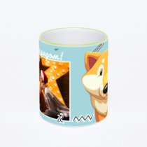 Кружка с салатовой ручкой и ободком