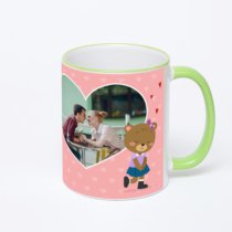 Кружка с салатовой ручкой и ободком