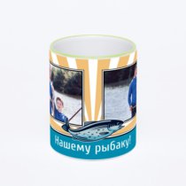 Кружка с салатовой ручкой и ободком