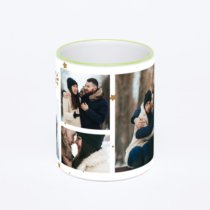 Кружка с салатовой ручкой и ободком