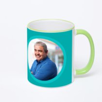 Кружка с салатовой ручкой и ободком