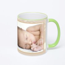 Кружка с салатовой ручкой и ободком