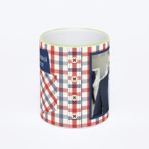 Кружка с салатовой ручкой и ободком