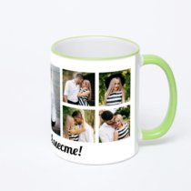 Кружка с салатовой ручкой и ободком