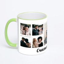 Кружка с салатовой ручкой и ободком