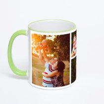 Кружка с салатовой ручкой и ободком