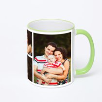 Кружка с салатовой ручкой и ободком