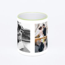 Кружка с салатовой ручкой и ободком