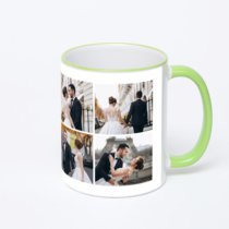 Кружка с салатовой ручкой и ободком