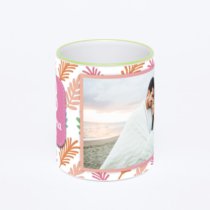 Кружка с салатовой ручкой и ободком