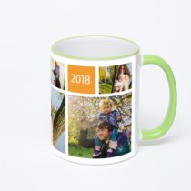 Кружка с салатовой ручкой и ободком