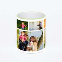 Кружка с салатовой ручкой и ободком