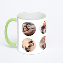 Кружка с салатовой ручкой и ободком