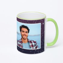 Кружка с салатовой ручкой и ободком