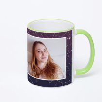 Кружка с салатовой ручкой и ободком