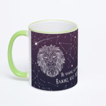 Кружка с салатовой ручкой и ободком