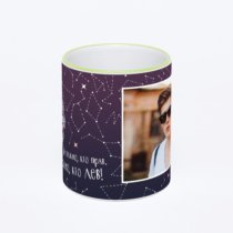 Кружка с салатовой ручкой и ободком