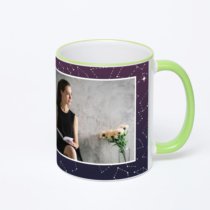 Кружка с салатовой ручкой и ободком