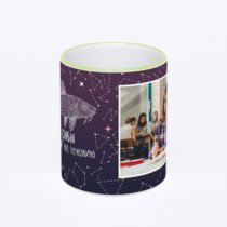 Кружка с салатовой ручкой и ободком