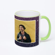 Кружка с салатовой ручкой и ободком