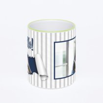 Кружка с салатовой ручкой и ободком