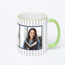 Кружка с салатовой ручкой и ободком