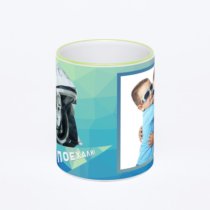 Кружка с салатовой ручкой и ободком