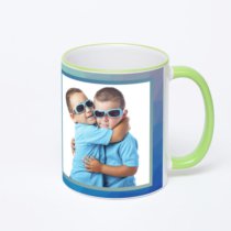 Кружка с салатовой ручкой и ободком