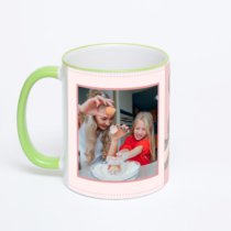 Кружка с салатовой ручкой и ободком