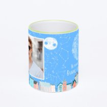 Кружка с салатовой ручкой и ободком