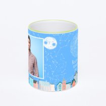 Кружка с салатовой ручкой и ободком