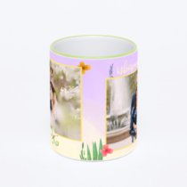 Кружка с салатовой ручкой и ободком