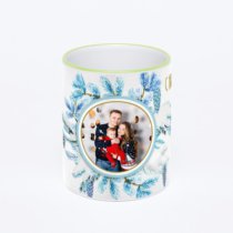 Кружка с салатовой ручкой и ободком