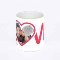 Кружка с салатовой ручкой и ободком