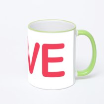 Кружка с салатовой ручкой и ободком