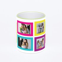 Кружка с салатовой ручкой и ободком