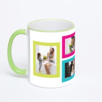 Кружка с салатовой ручкой и ободком